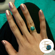 Load image into Gallery viewer, Natural Turquoise Gold Ring

